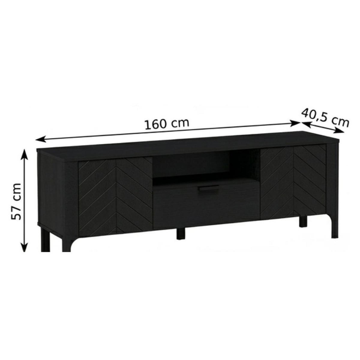 TV-LOWBOARD Malumi MM-5 160 x 57 x 40,5 cm Schwarz Paintflow - Schwarz, Holzwerkstoff/Metall (160/57/40.5cm) - Koseto