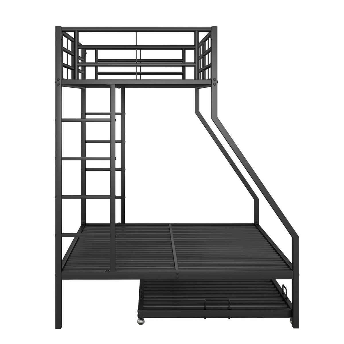 ETAGENBETT aus Metall 90/140x200 cm in Schwarz mit Ausziehbett - Schwarz, Metall (90/190cm) - Modfu