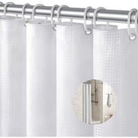 DUSCHVORHANG Weiß Waffelstruktur waschbar wasserdicht schimmelresistent mit Schlaufe - Weiß, Textil (90/180cm) - MCBOSON