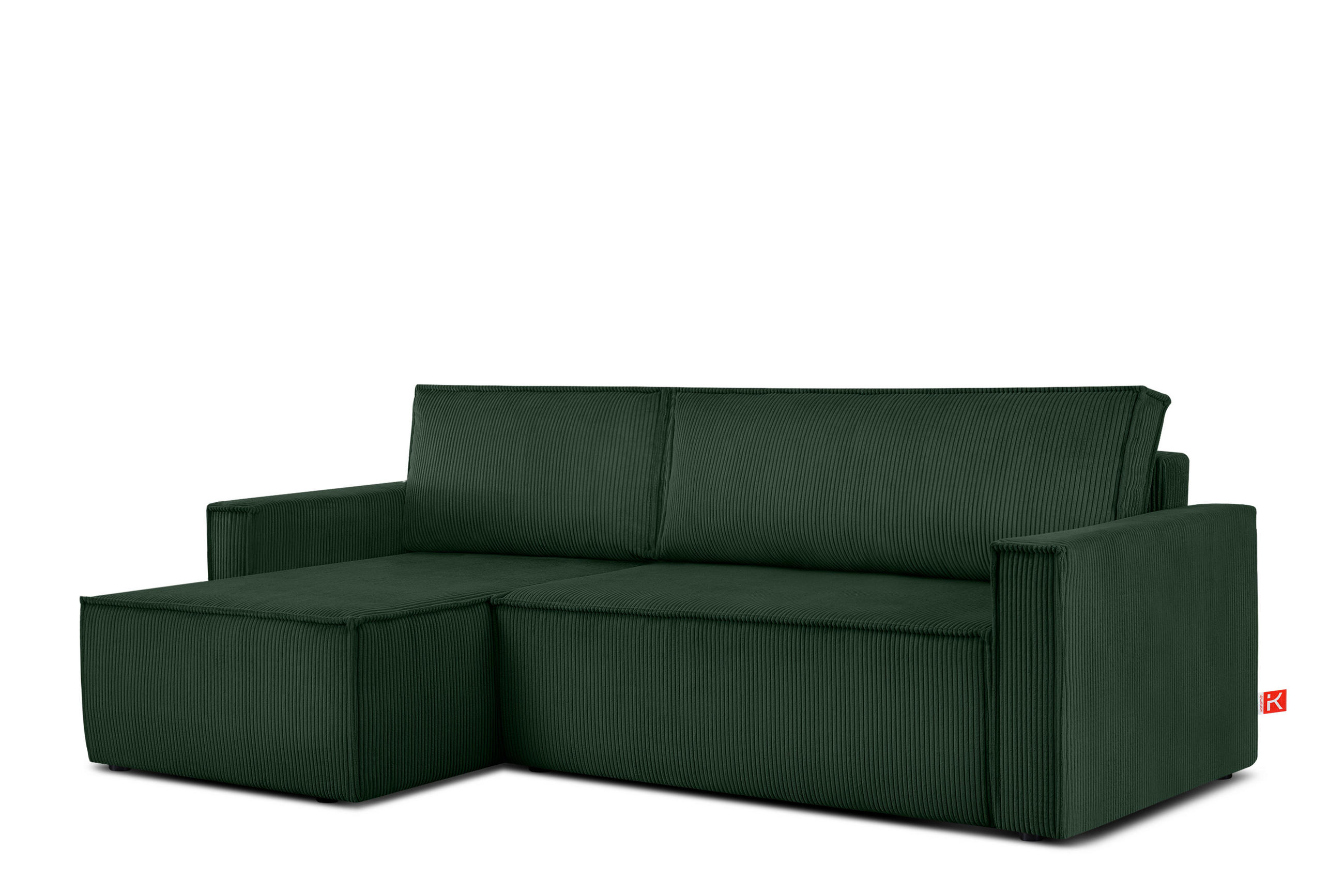 ECKSOFA-LINKS/RECHTS NAPI Schlaffunktion mit Cordbezug, dunkelgrün - Dunkelgrün/Schwarz, Textil (246/148cm) - KONSIMO®