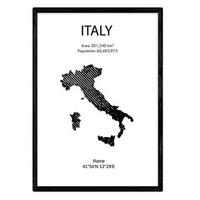 POSTER Länder & Kontinente Italien A3 Schwarzer Rahmen - Schwarz, Papier (29.7/5/42cm) - Nacnic