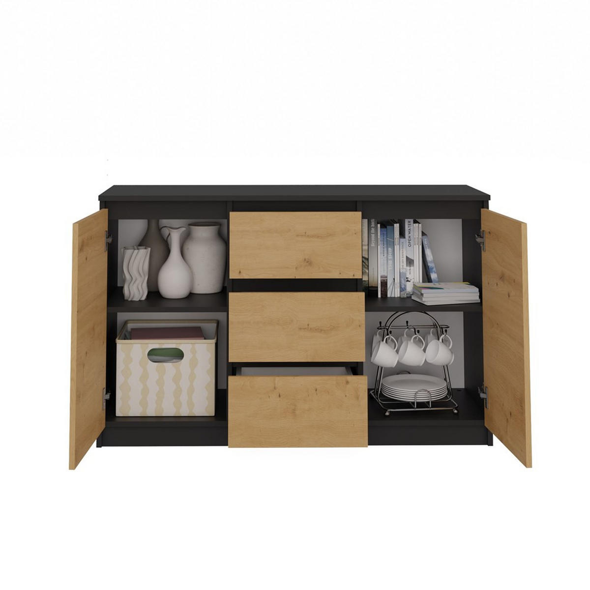 KOMMODE Anthrazit, Artisan 120/75/40 - Anthrazit, Holzwerkstoff (120/75/40cm) - RAUMHIRSCH FURNITURE