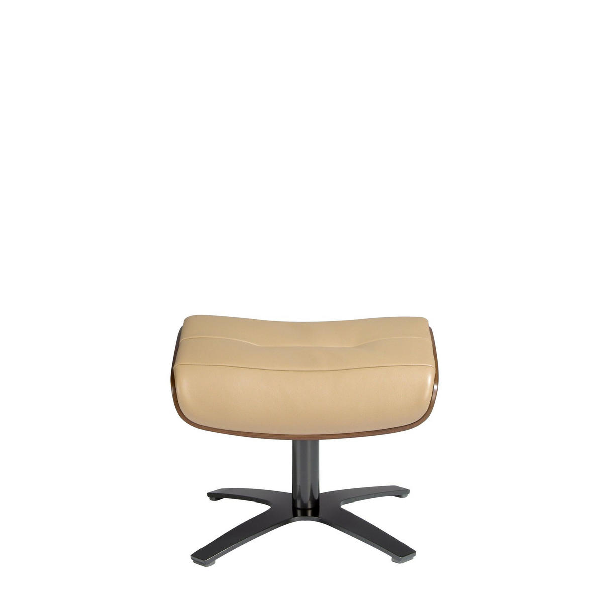 FUSSBANK Hocker aus sandfarbenem Leder 52/42/39 cm - Dunkelgrau/Beige, Leder (52/39/42cm) - ANGEL CERDA