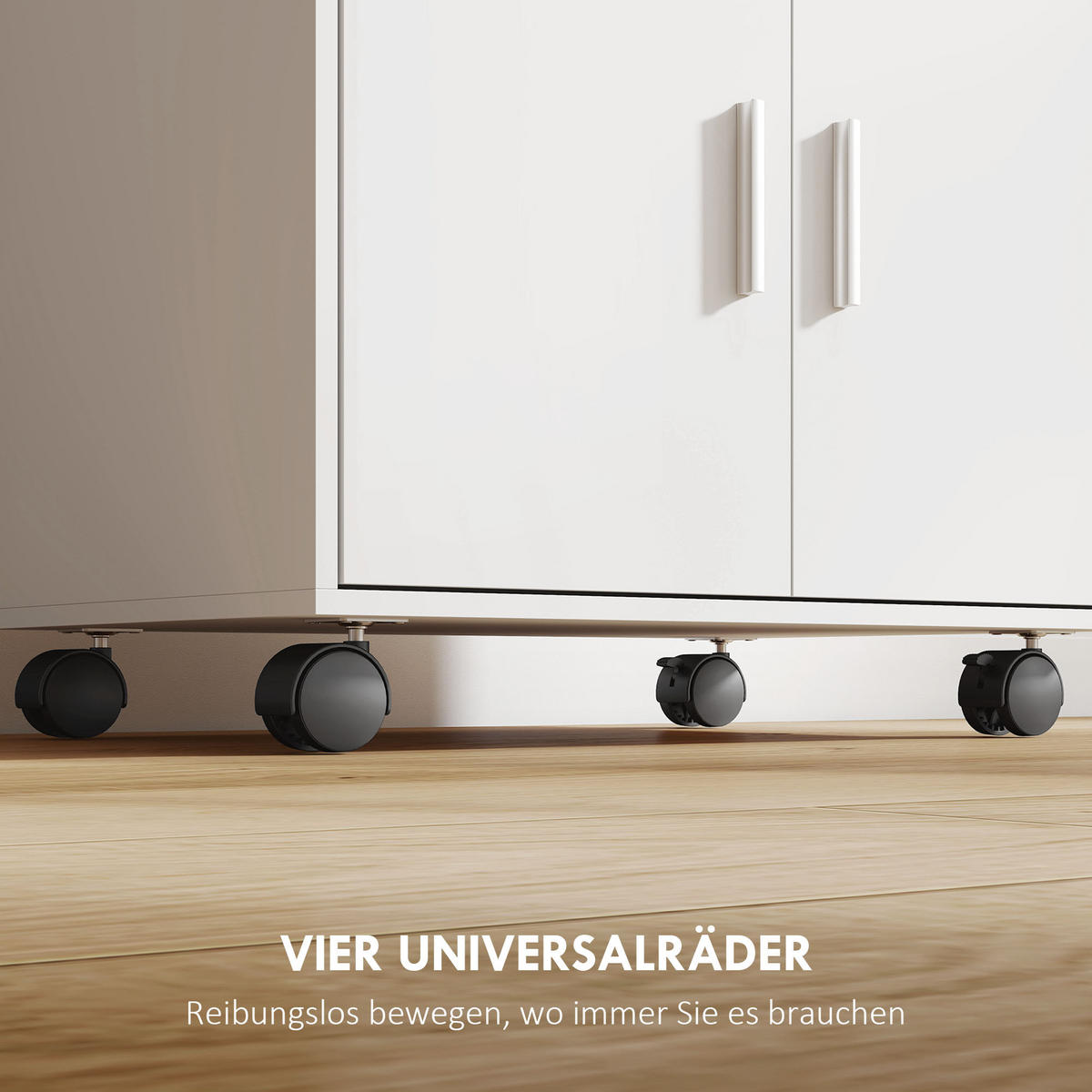KÜCHENSCHRANK mit Rollen & Schublade Weiß - Weiß, Holzwerkstoff (40/92/59cm) - HOMCOM