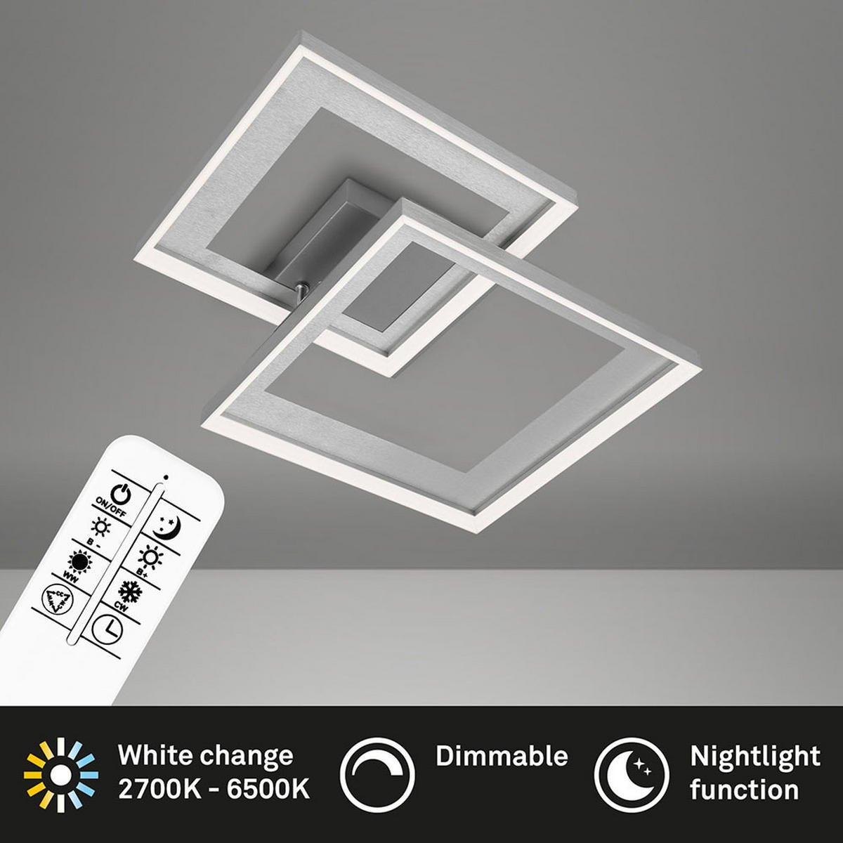 LED DECKENLEUCHTE Metall Silber - Silberfarben, Metall (56.8/48/9.5cm) - Briloner