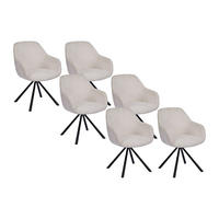 6‑ER Set Stühle mit Armlehnen - Textilstoff & Metall - Creme - CILIENO - Creme, Textil (60/80/57cm) - Vente-Unique