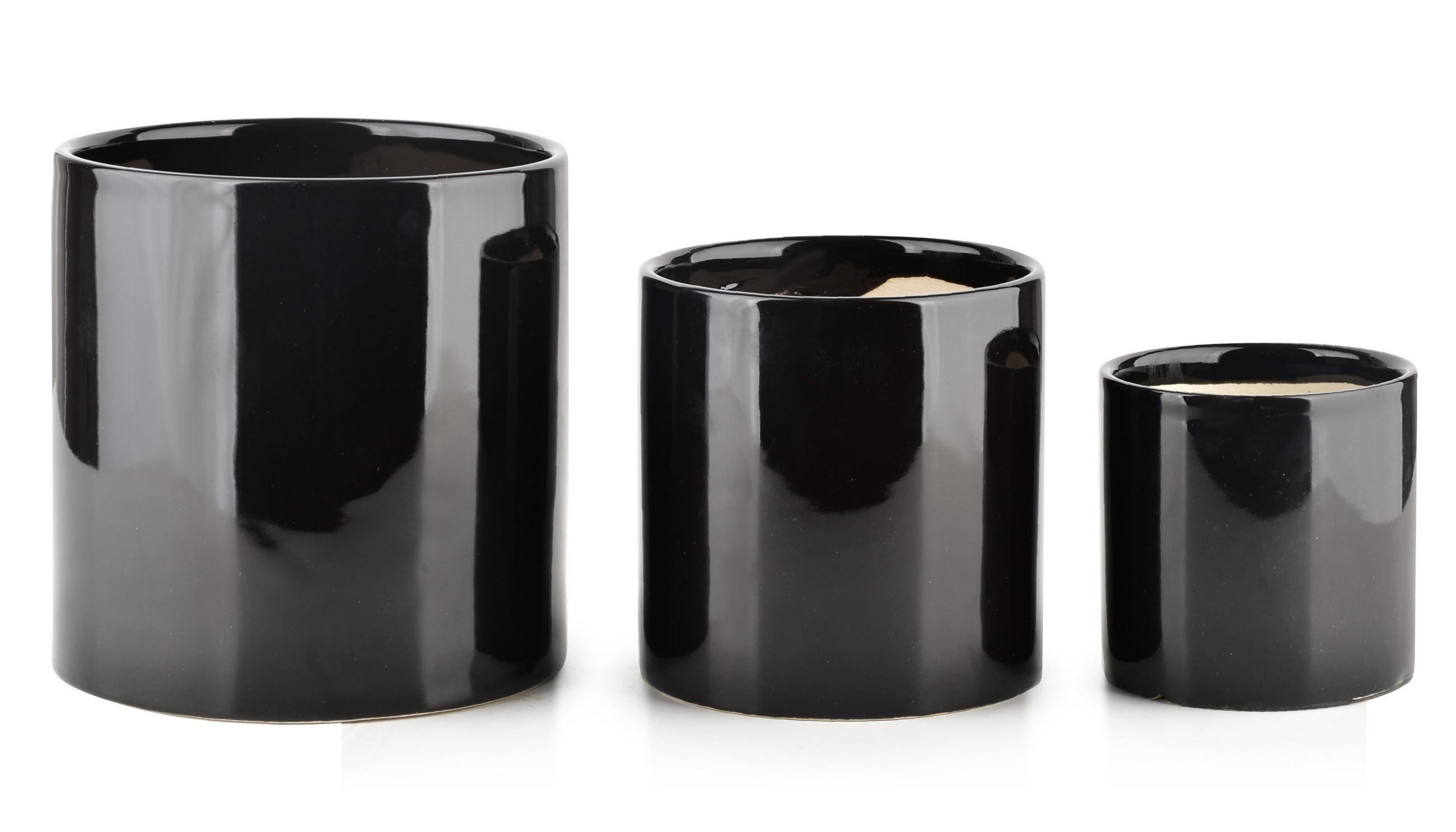 BLUMENTÖPFEN Neva Schwarz 14/14/15 cm Keramik - Schwarz, Keramik (14/15cm) - Mondex