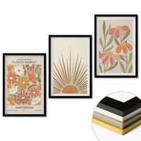 WANDBILDER 3er-Set - 40x60 cm Schwarzer Rahmen - Pastellfarbene Sonnenblumen - Schwarz, Kunststoff (40/60cm) - ArtPrintCave