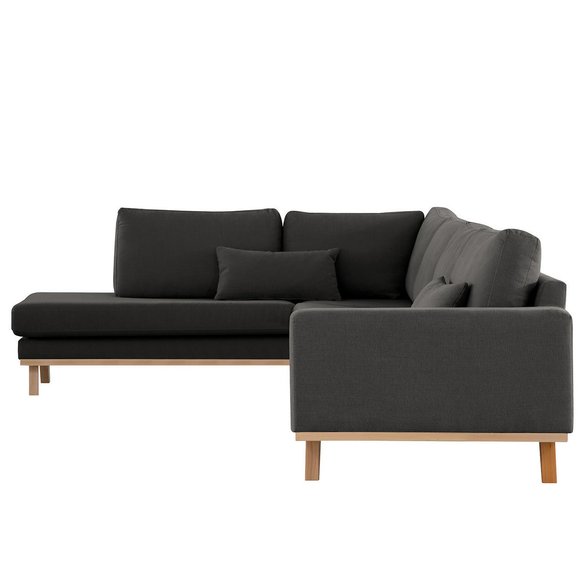 ECKSOFA mit Ottomane - Anthrazit/Buchefarben, Buchenholz/Textil (287/219cm) - home24