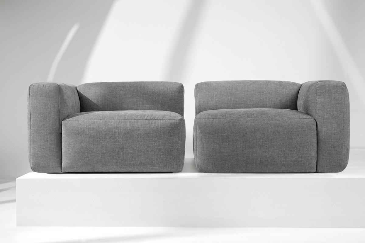 2,5-SITZER-MODULSOFA BUFFO mit extrem weicher und bequemer Sitzfläche, Gewebestoff, hell aschfahl - Hellgrau/Grau, Textil (250/73/96cm) - KONSIMO®