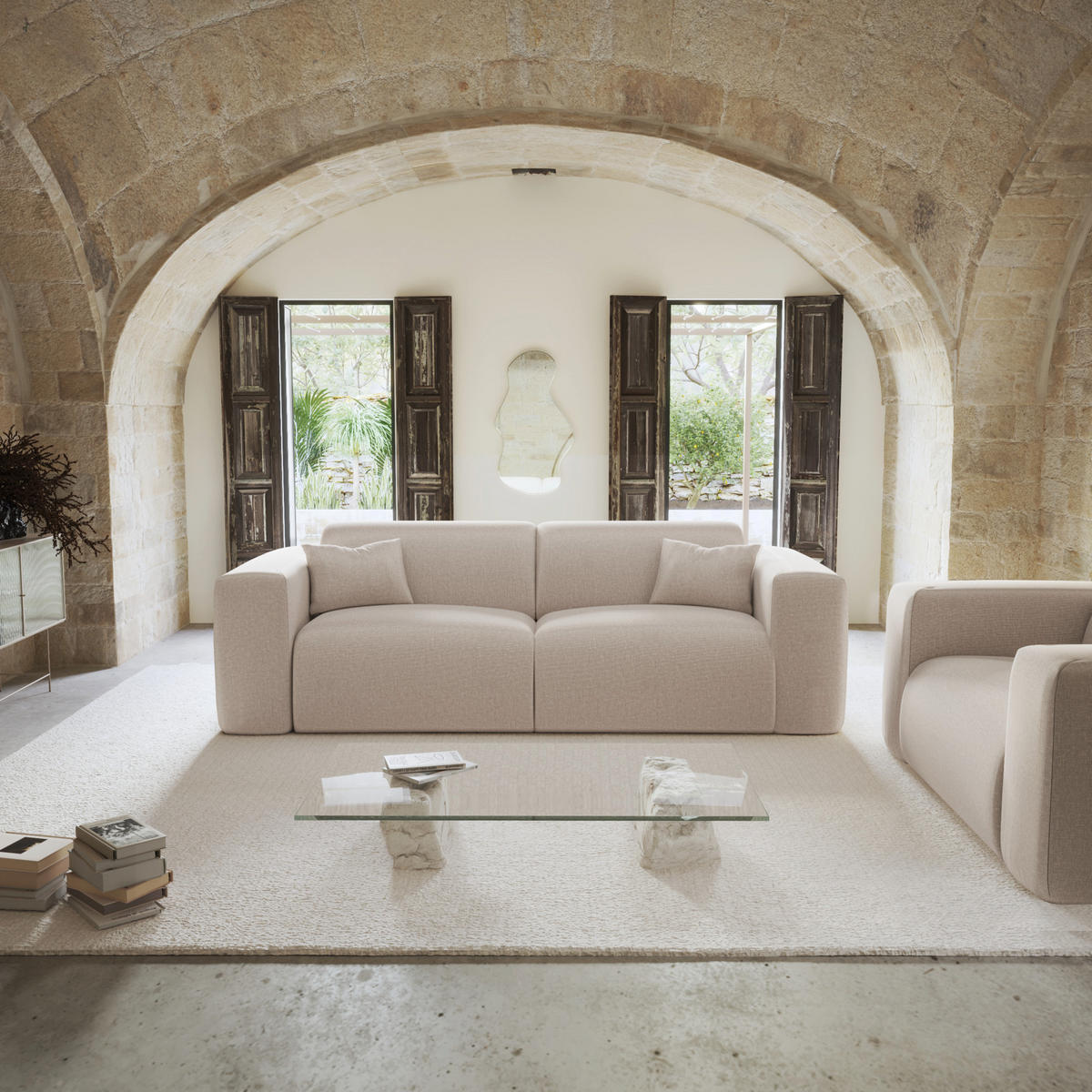 SCHLAFSOFA EXPRESS Dunlopillo Stoff beige 140 cm - Beige, Textil (214/73/95cm) - Sia Home
