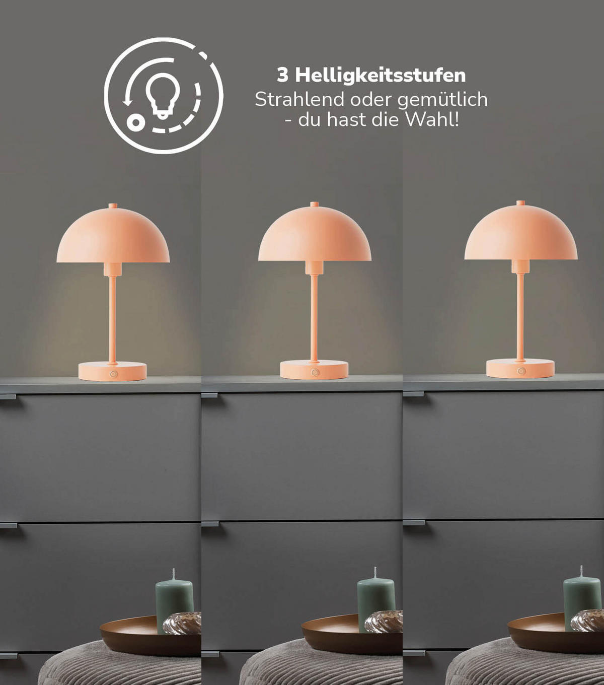 TISCHLAMPE KABELLOS Der Leuchtturm - Orange, Metall (20/20/31.5cm) - Mokebo