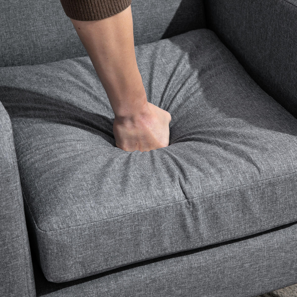 SESSEL Stoff Leinenoptik mit Holzfüßen 66/72/74 cm Hellgrau - Hellgrau, Textil (72/74/66cm) - Redom