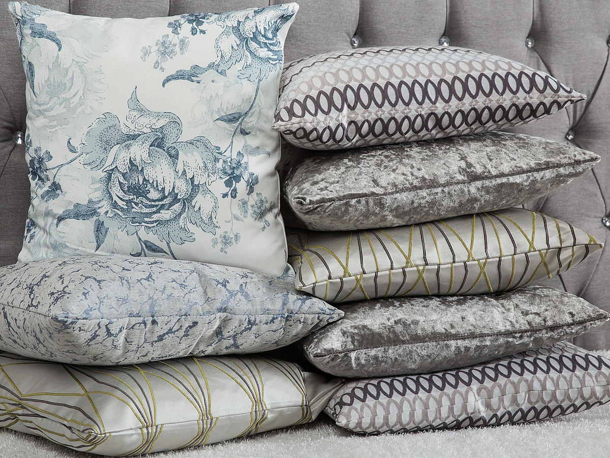 DEKOKISSEN 2er-Set Grau 45/45 cm Hosta - Grau, Textil (45/45cm) - Beliani