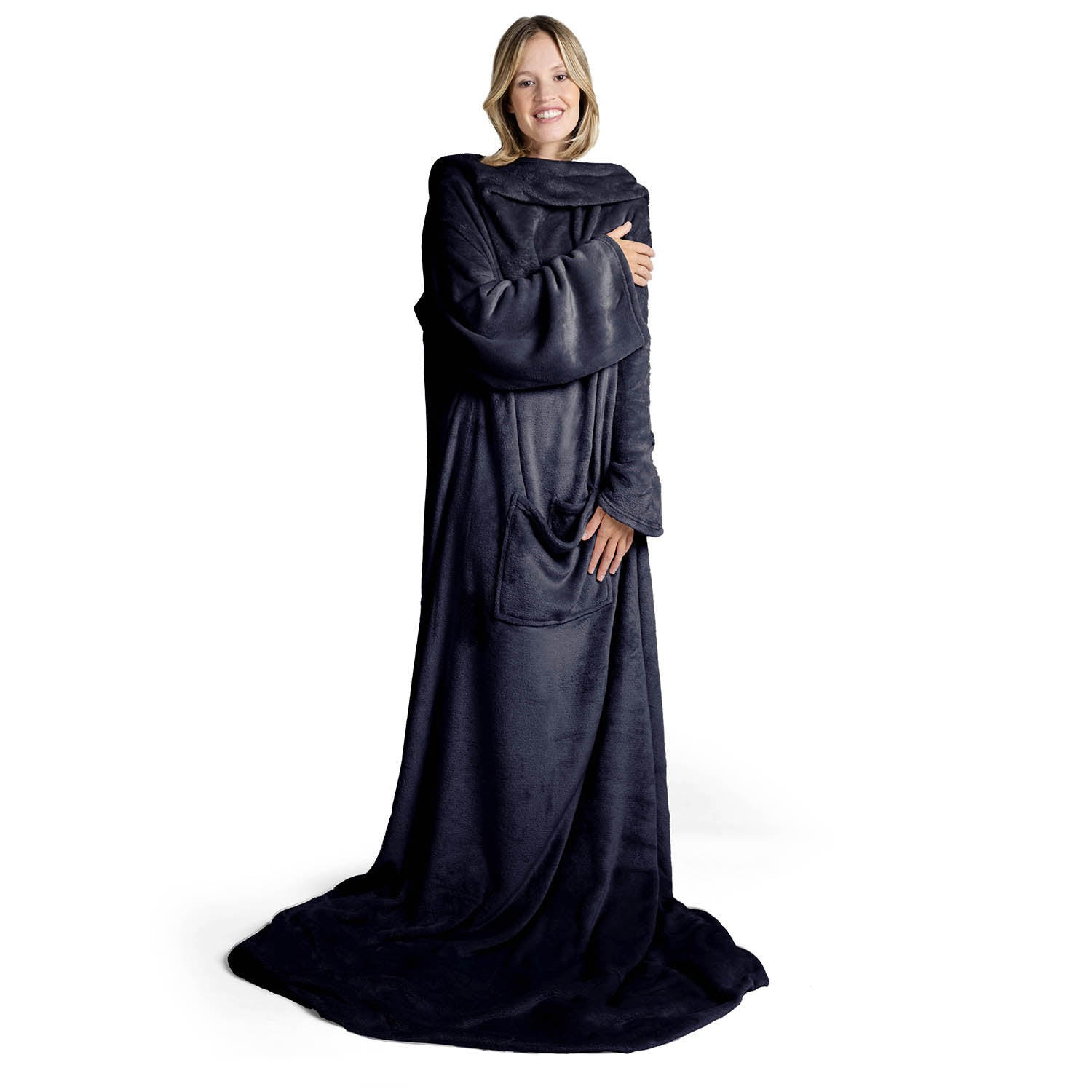 ÄRMELDECKE Iselin 170/200 cm, Dunkelblau - Dunkelblau, Textil (170/200cm) - Blumtal