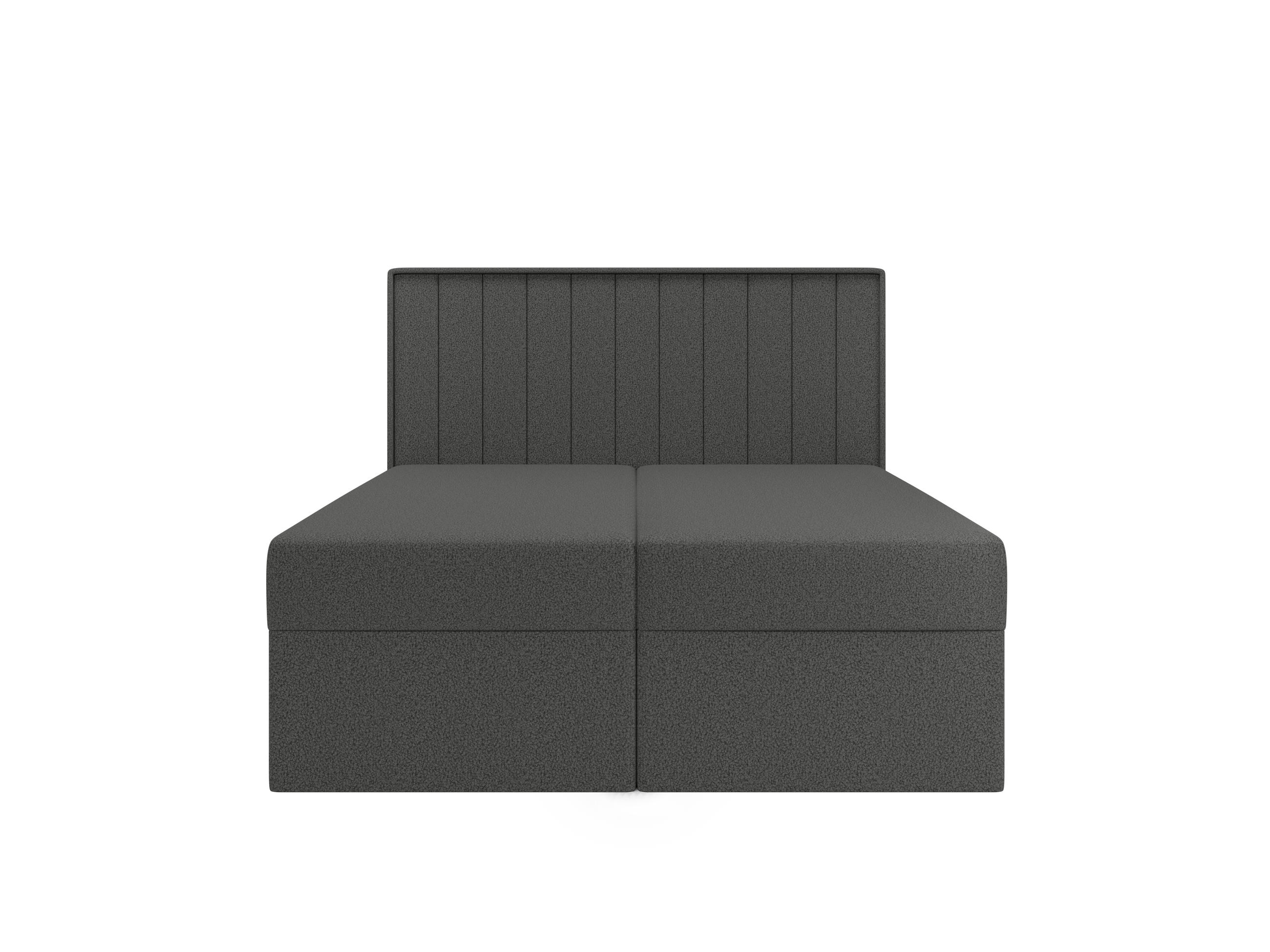 BOXBETT + Topper 180x200 grau Bouclé - Grau, Holz/Holzwerkstoff (180/200cm) - SIMKAM Furniture