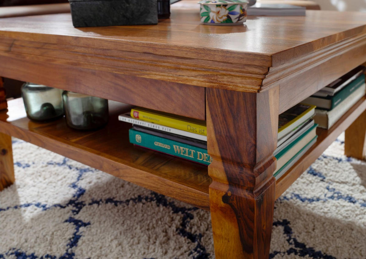 COUCHTISCH Akazie 85x85x45 honig lackiert OXFORD #0316 - Braun, Holz (85/85/45cm) - Massivmoebel24