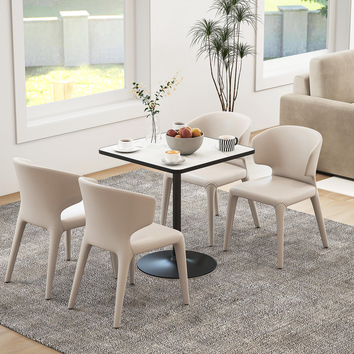 ESSTISCH, 70 x 70 cm quadratischer Küchentisch für 4 Personen Weiß - Weiß, Holzwerkstoff (70/70/76cm) - HOMCOM