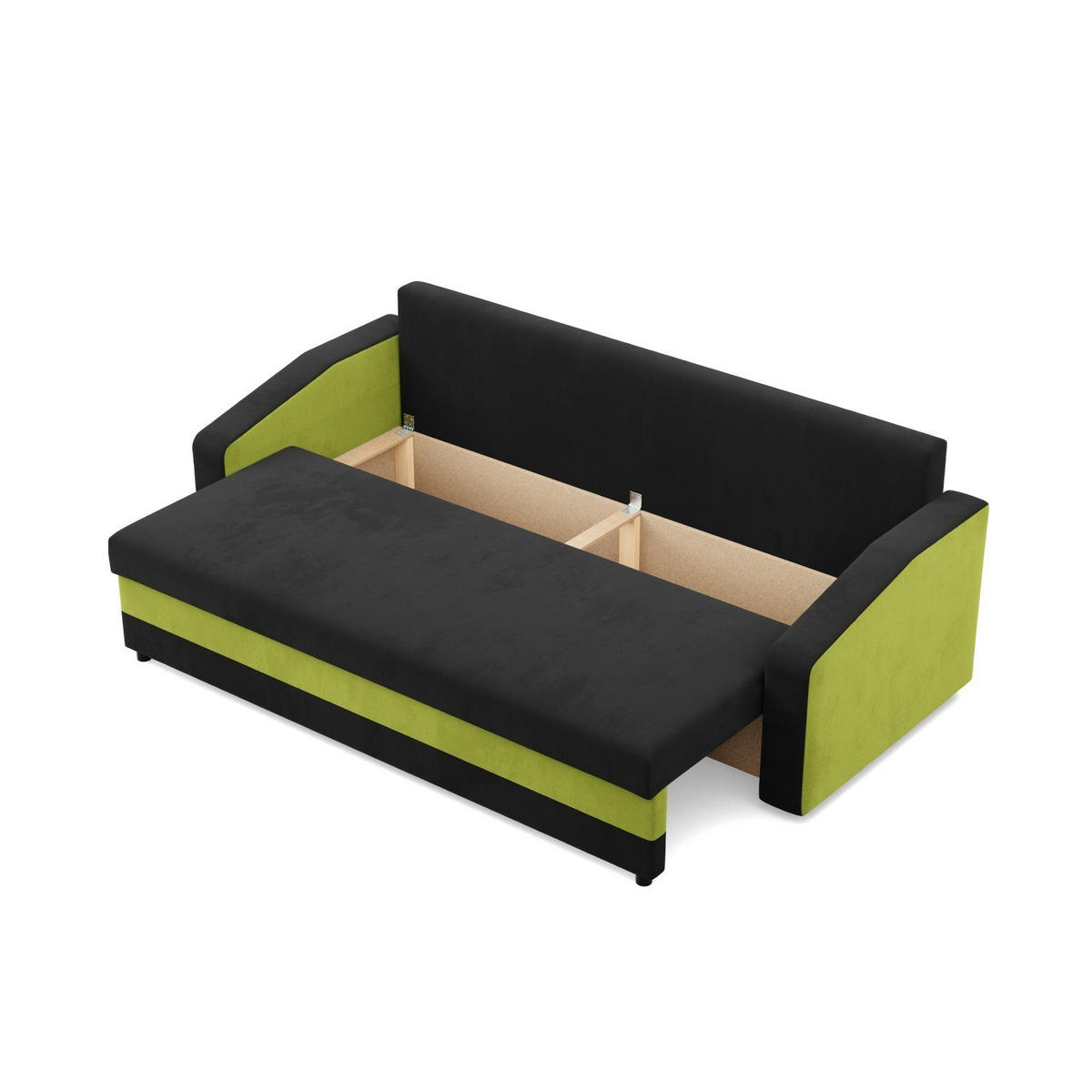 SOFA 3-SITZER MIT SCHLAFFUNKTION ORION, Schwarz + Grün - Schwarz/Grün, Textil (220/85/92cm)