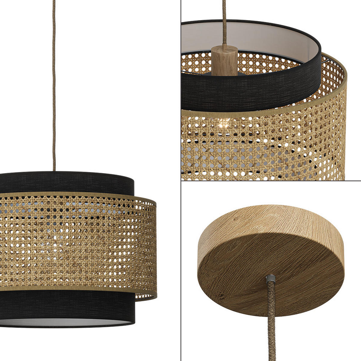 STROPNÍ SVÍTIDLO Morten Černá 45 x 31 cm - černá, přírodní materiály (45/45/31cm) - Vicco