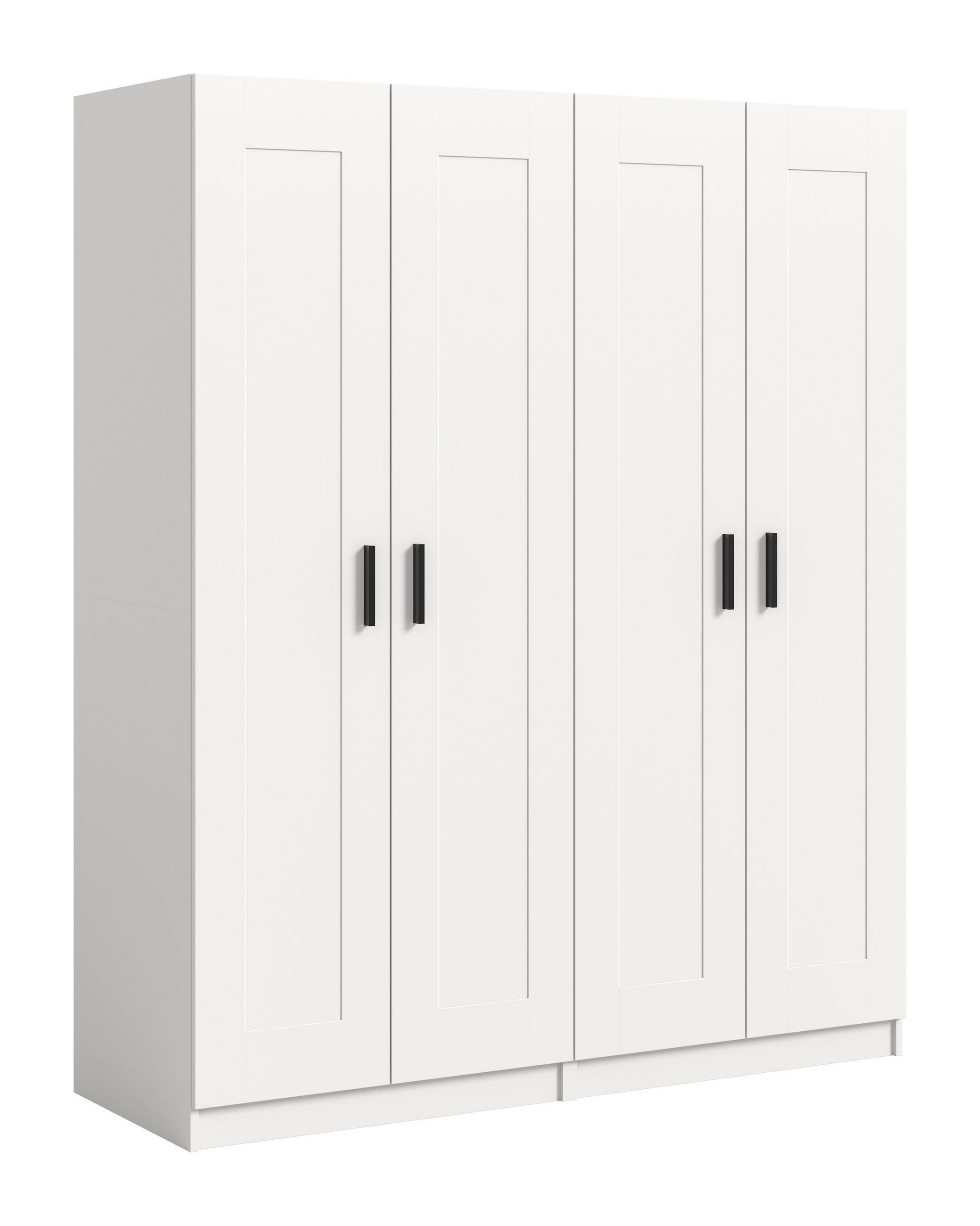 KLEIDERSCHRANKKOMBINATION VISBY (B/H/T: ca. 160/194/56 cm) in weiß/weiß - Weiß, Holzwerkstoff (160/194/56cm)