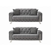 SITZGARNITUR Shimla, Grau Stellvariante 2+2 - Grau, Holzwerkstoff/Metall (160/80/100cm)