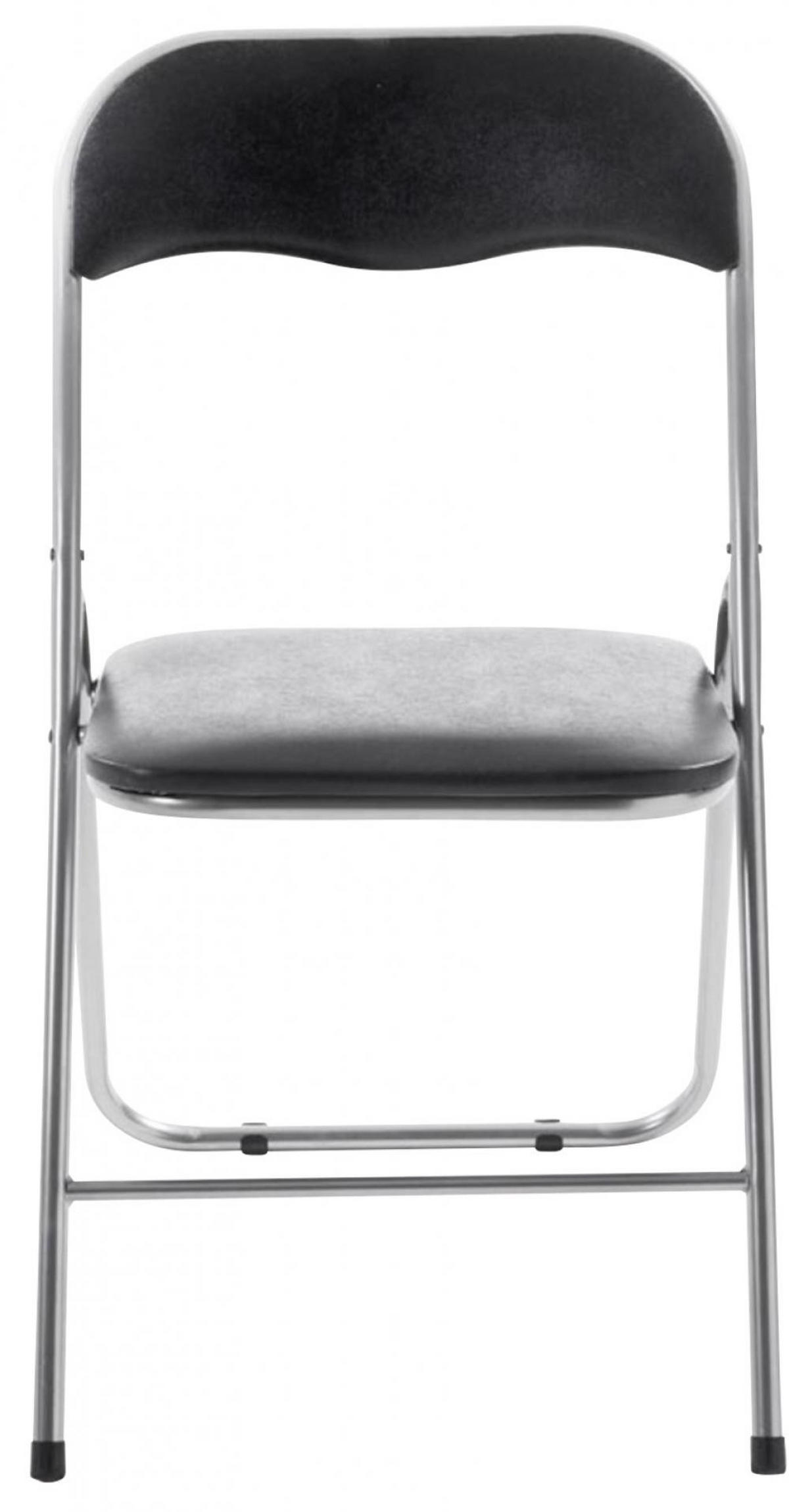BESUCHERSTUHL 4er Set Lederlook schwarz/silber - Silberfarben/Schwarz, Textil/Metall (45/78/45cm) - CLP