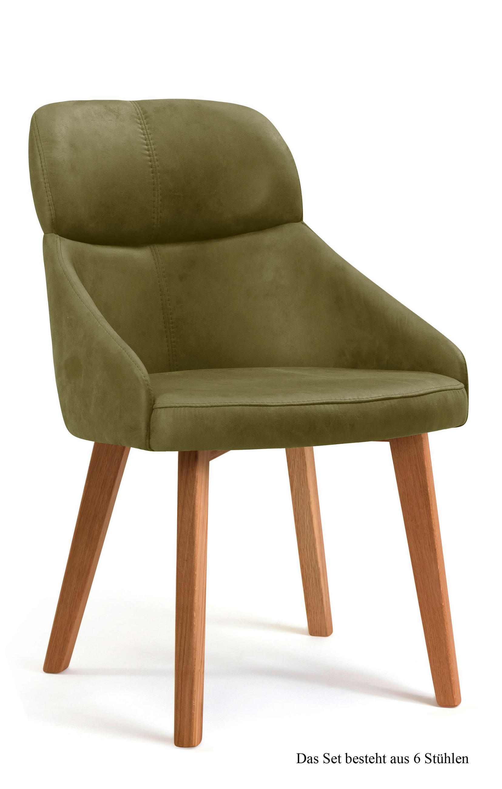 ESSZIMMERSTUHL (6er-Set) Dasya 52x82x63 Eiche geölt/Olivgrün - Eichefarben/Olivgrün, Kunststoff (63/82/52cm) - 58aufmkessel