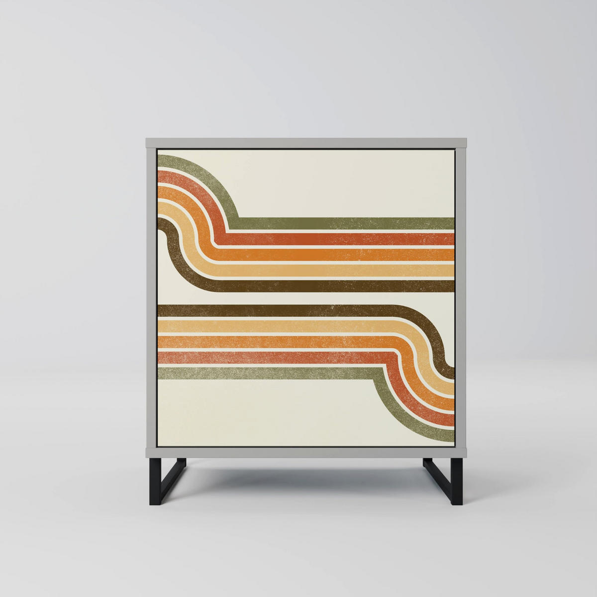 SIDEBOARD EXCEPTIONAL STREAM, Grau, 57,5x42x77,5 cm, Schräge Buchenholzfüße - Buchefarben/Multicolor, Holzwerkstoff/Buchenholz (57.5/77.5/42cm) - SpaceRebels
