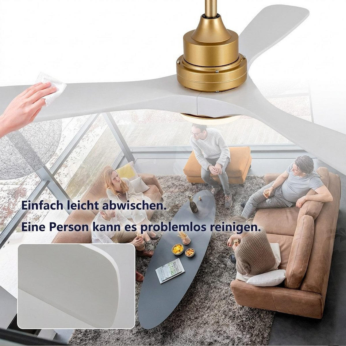 DECKENVENTILATOR & LED Beleuchtung Vor-/Rücklauf reversibler DC-Motor - Weiß, Metall (132/132/45.7cm) - BEXEVUE