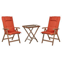BALKONSET 2-Sitzer Akazienholz dunkelbraun verstellbar Auflagen rot Amantea - Dunkelbraun/Rot, Holz/Textil - Beliani