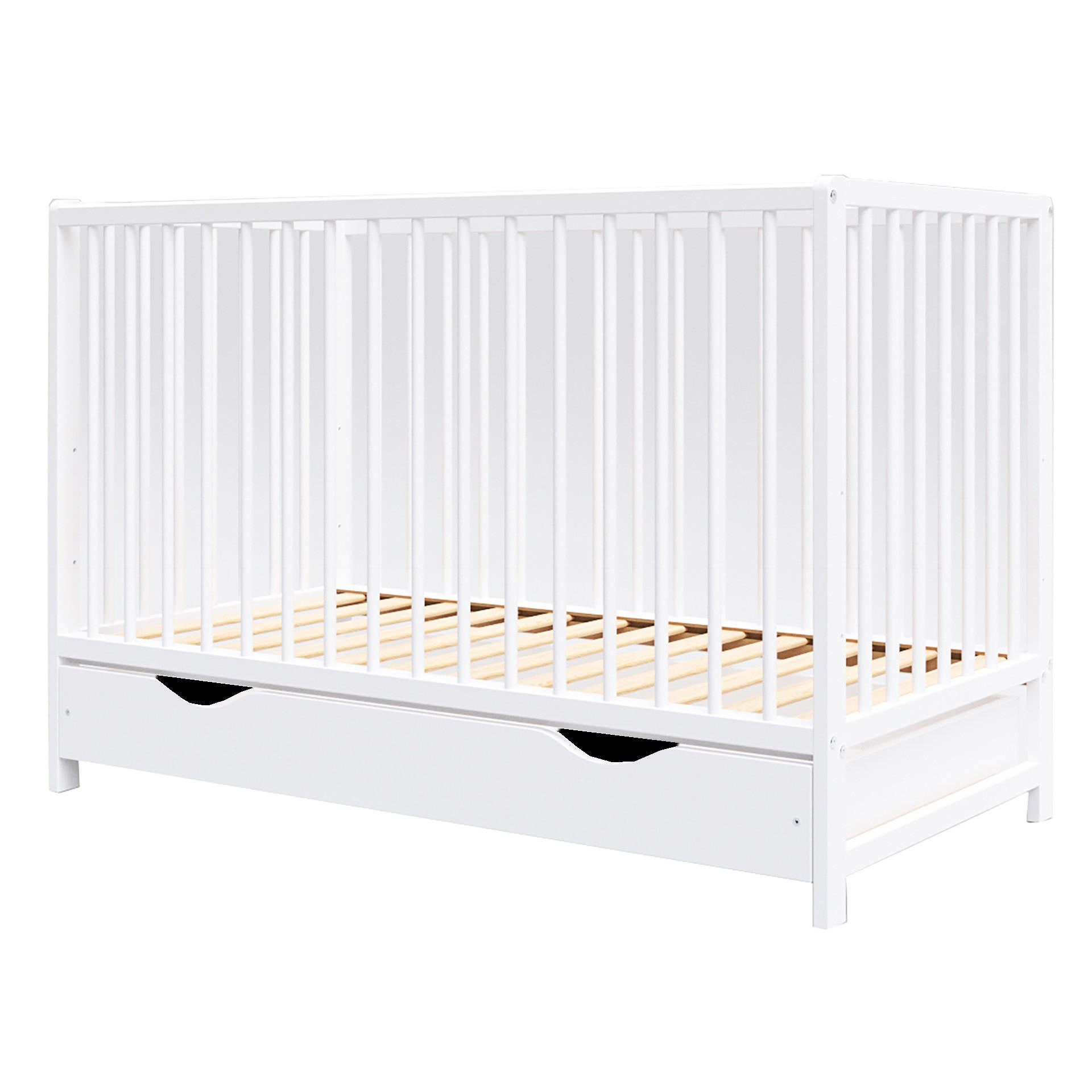 BABYBETT Anna, Mitwachsendes, mit Schublade Weiß - Weiß, Holz (60/120cm) - Premiers Moments