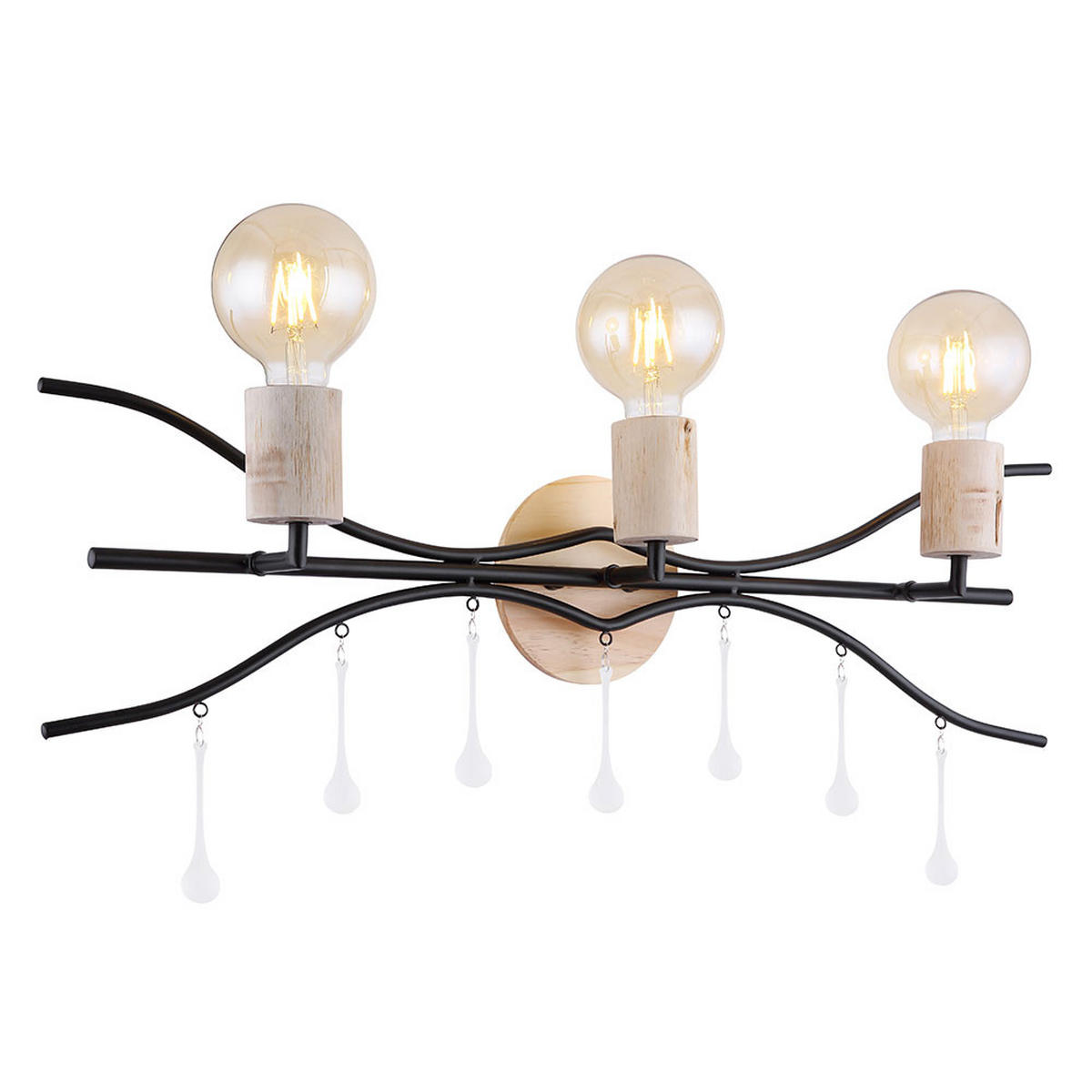 WANDLEUCHTE NOLE Metall Glas Braun - Braun, Holz (76/30.5/14.5cm) - Globo Lighting