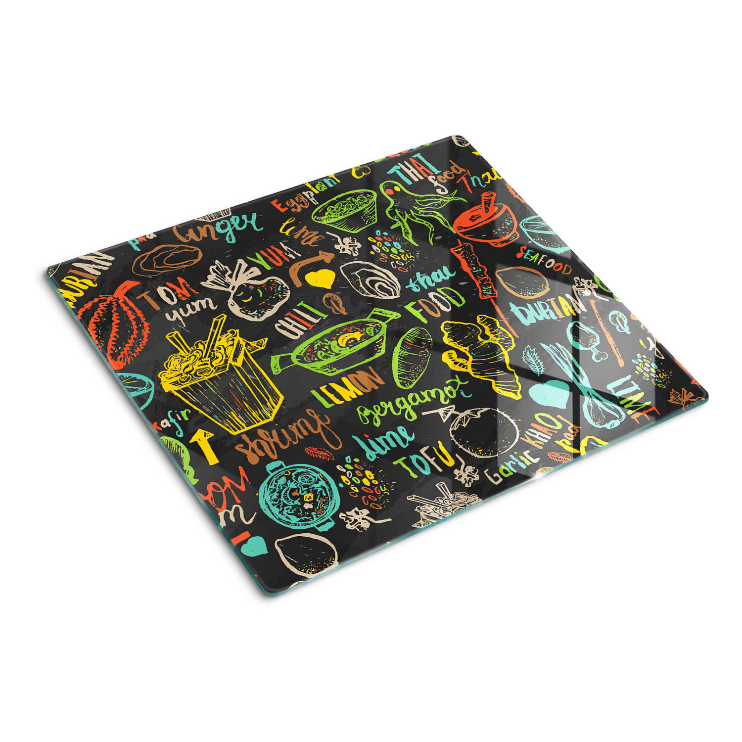 GLASPLATTE 60x52 cm Thailändisches Essen - Multicolor, Glas (60/0.4/52cm) - TULUP
