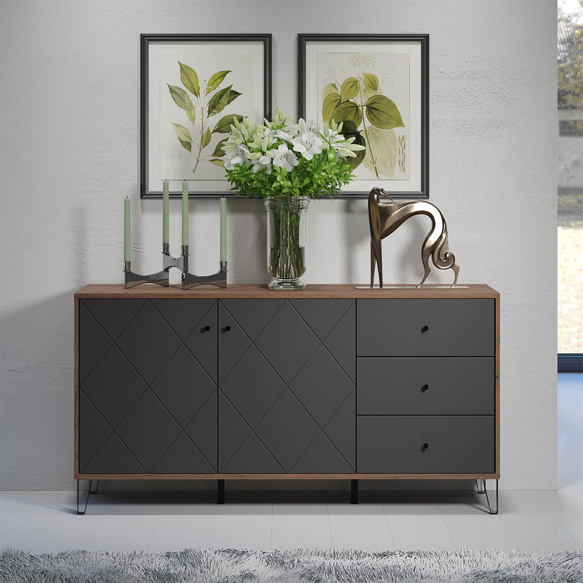 SIDEBOARD Touch Graphitfarben - Graphitfarben, Holzwerkstoff (183/76/40cm) - ebuy24