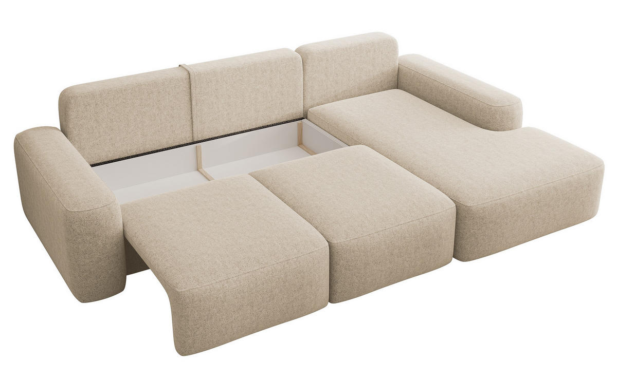 ECKSOFA Carnos Chenille-Bezug in Beige - Beige, Textil (264/162cm) - Selsey