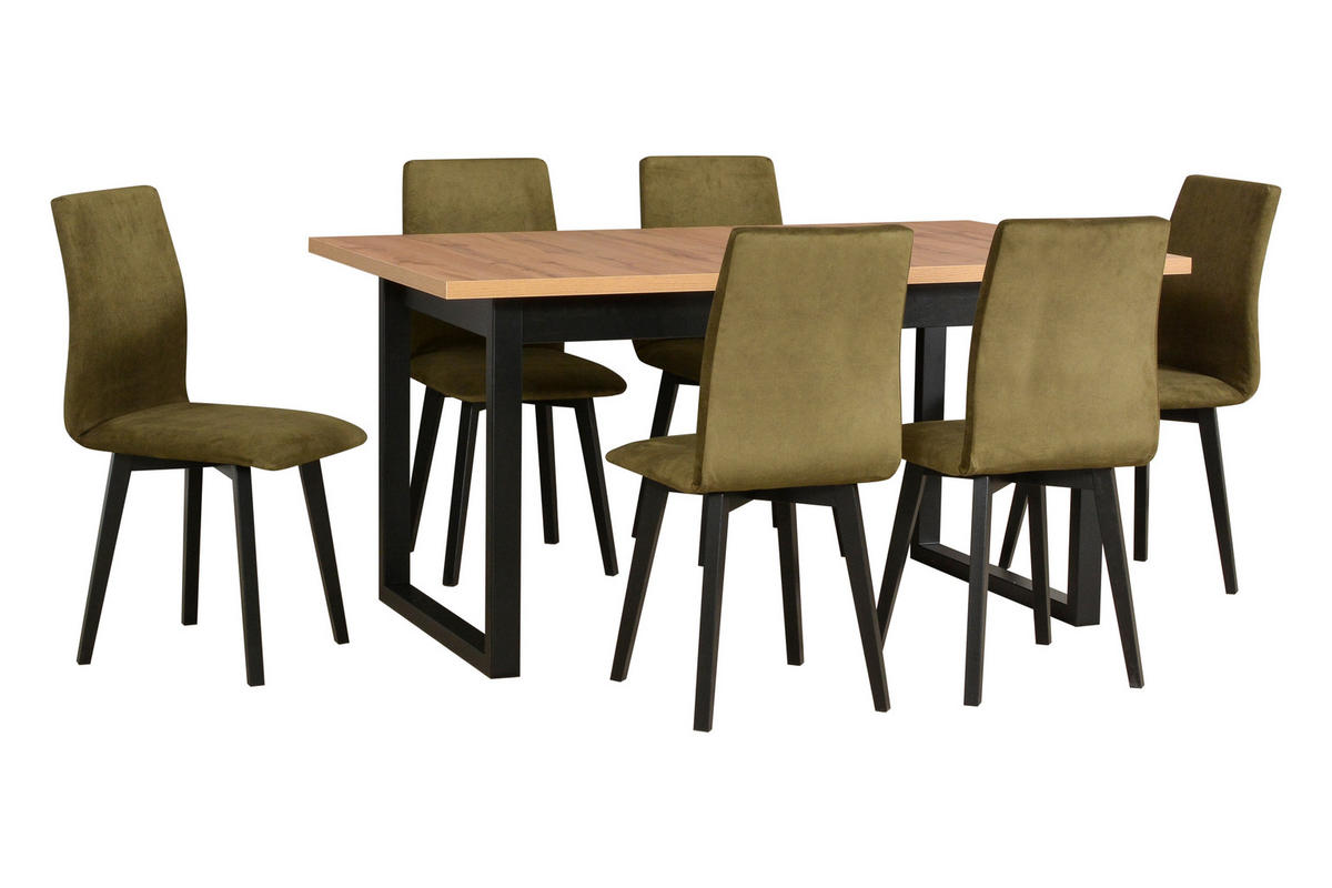 STUHL 2er Set LUNA 2, natür buche,zetta 297 - Beige/Grün, Holz (43/90/40cm) - Leaf Design