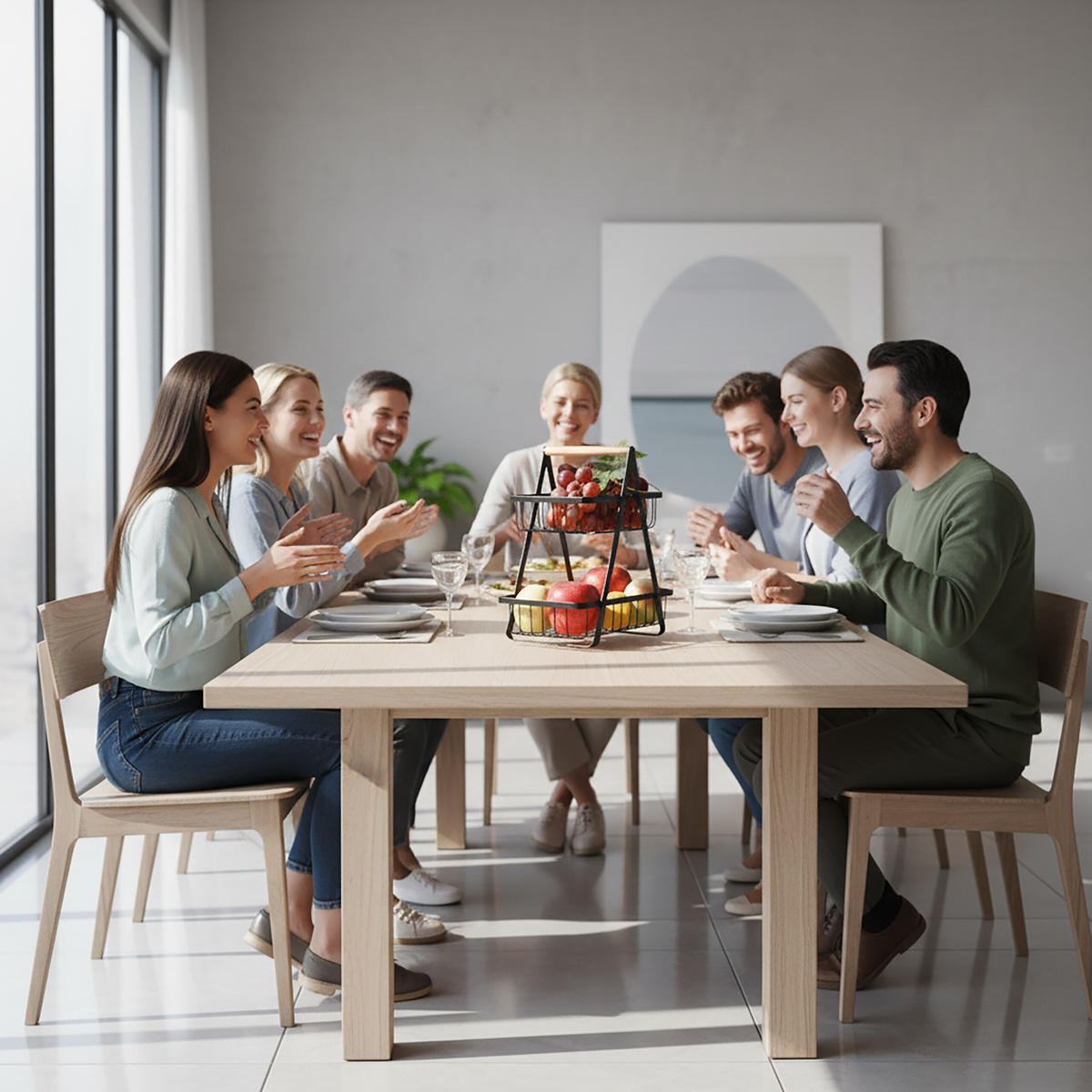 OBST-ETAGERE - Weiß, Holz/Metall (34cm) - Relaxdays