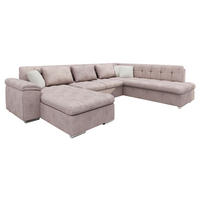 WOHNLANDSCHAFT Niko Bis Premium, Seite: Links - Hellrosa/Beige, Holz/Textil (348/76/205cm) - MIRJAN24