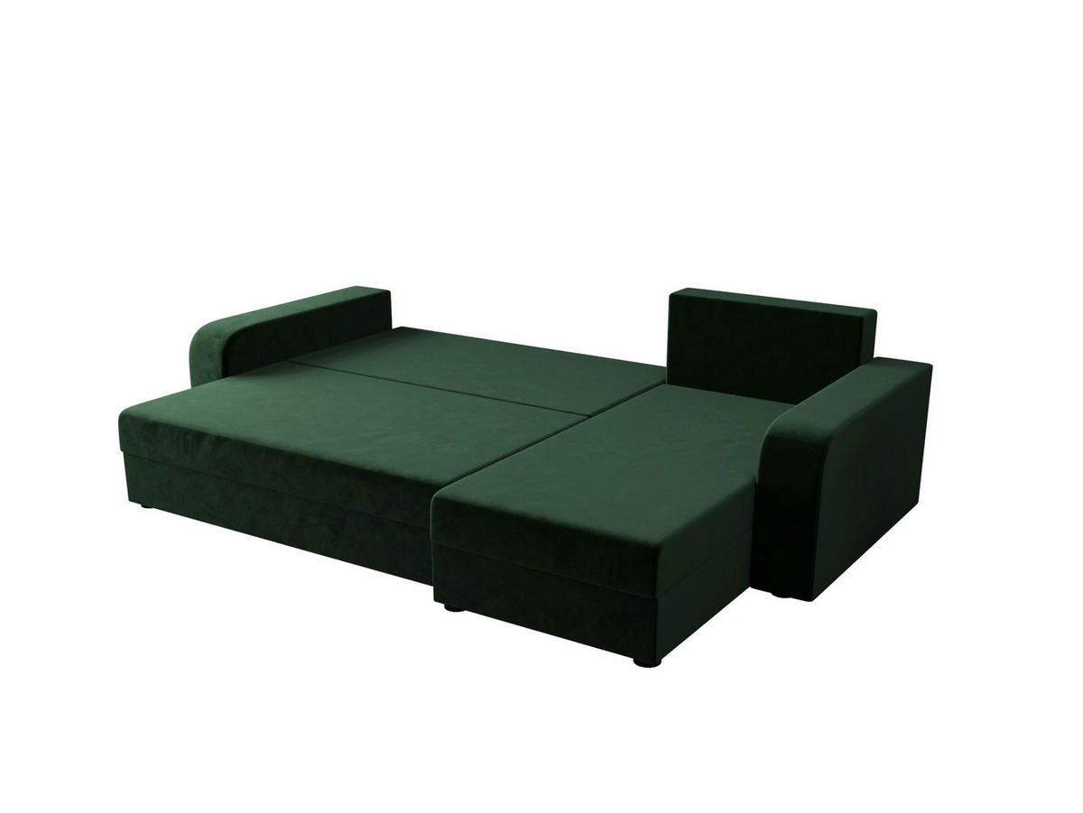 ECKSOFA HEWLET L BIS Itaka 10 Rechts mit Schlaffunktion - Dunkelgrün, Textil (240/140cm) - Bedante