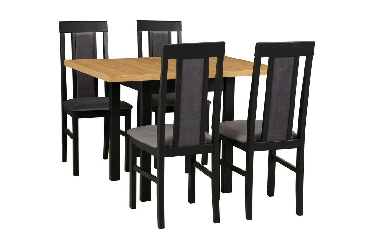 STUHL 2er Set Nilo 2, schwarz - Schwarz/Graphitfarben, Holz (43/94/40cm) - Leaf Design