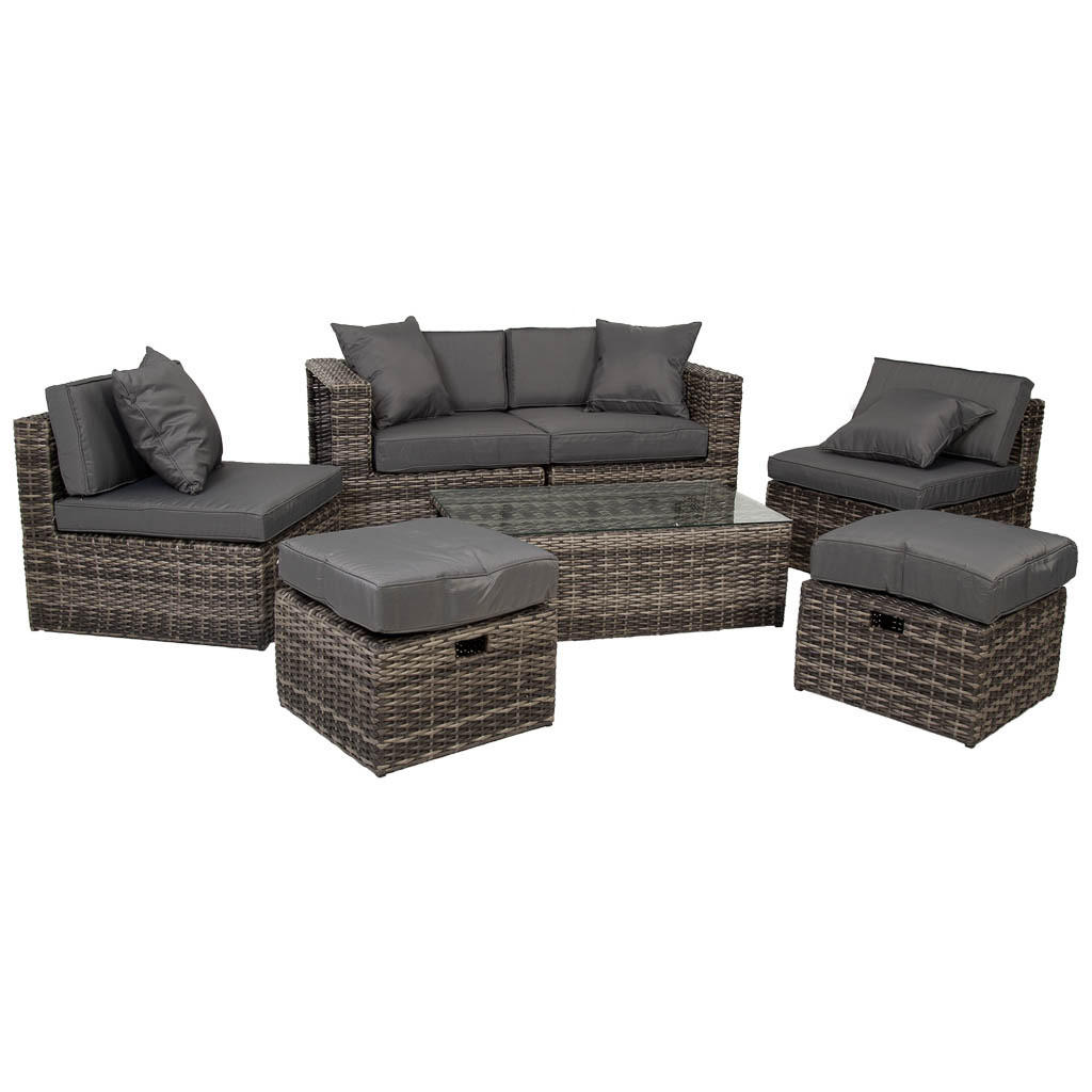 GARTENLOUNGE aus Rattan - Grau, Naturmaterialien - Wanderlust