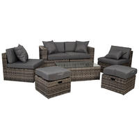 GARTENLOUNGE aus Rattan - Grau, Naturmaterialien - Wanderlust