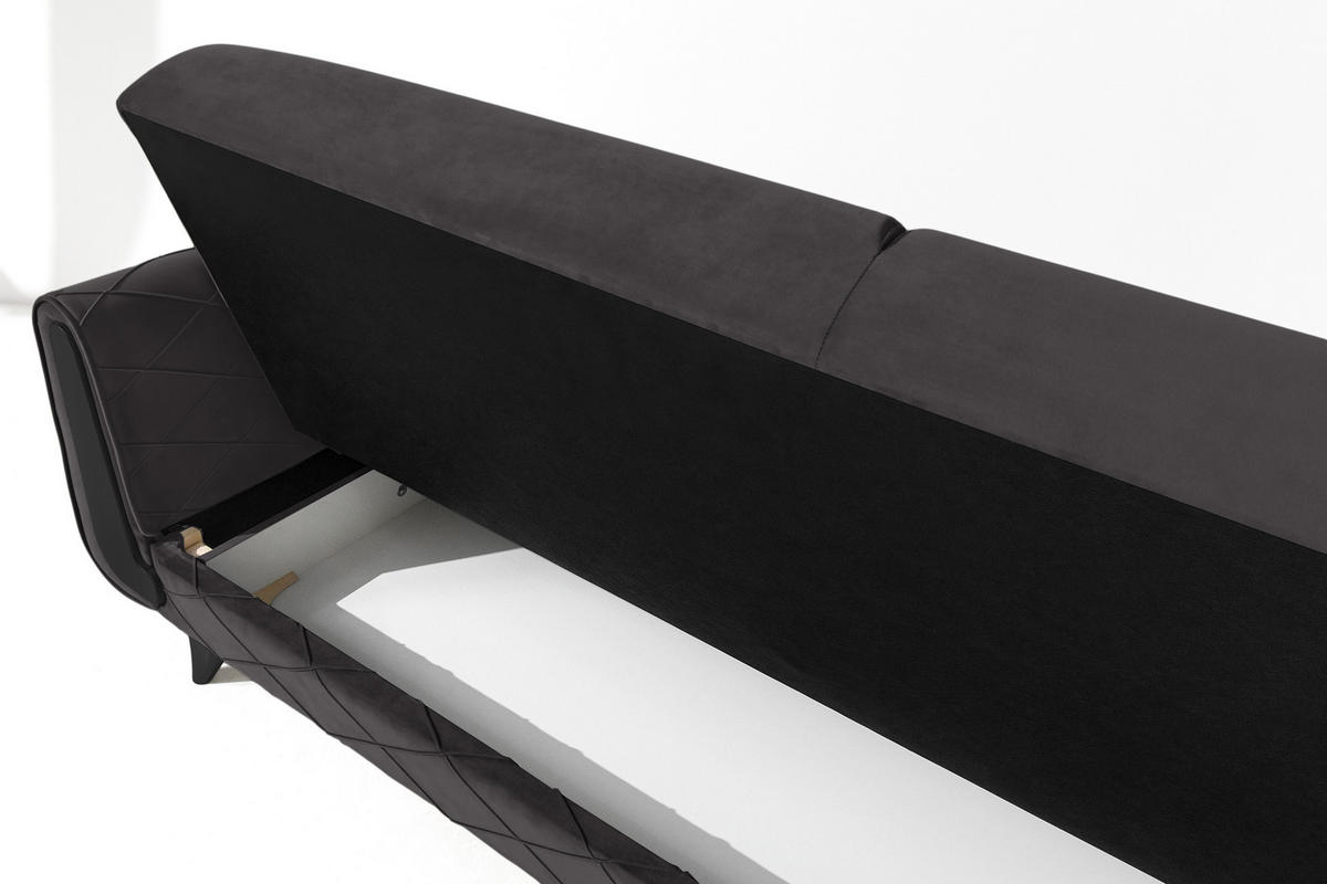 3-SITZER-SOFA GUSTAVO III Sofa 3 Velours, Graphitfarben - Graphitfarben, Holz/Holzwerkstoff (230/98/98cm) - KONSIMO®