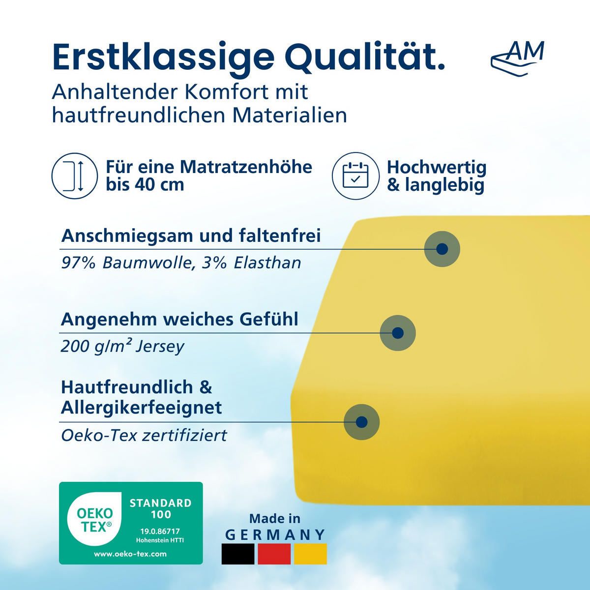 SPANNBETTLAKEN BOXSPRING 135/180/33 cm Gelb - Gelb, Textil (135/180cm) - AM Qualitätsmatratzen