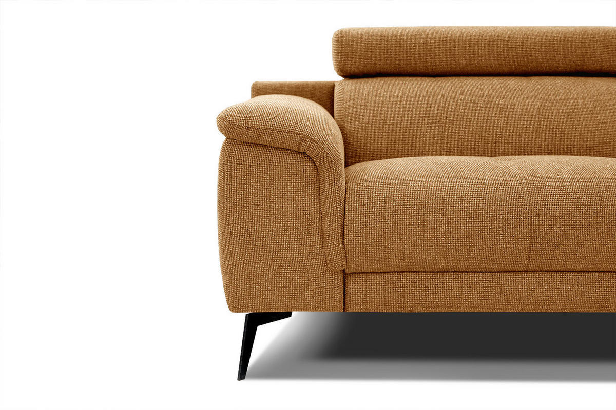 SOFA FIERO 3-Sitzer, orange - Schwarz/Orange, Holzwerkstoff/Textil (212/82/103cm) - Courtois Laville
