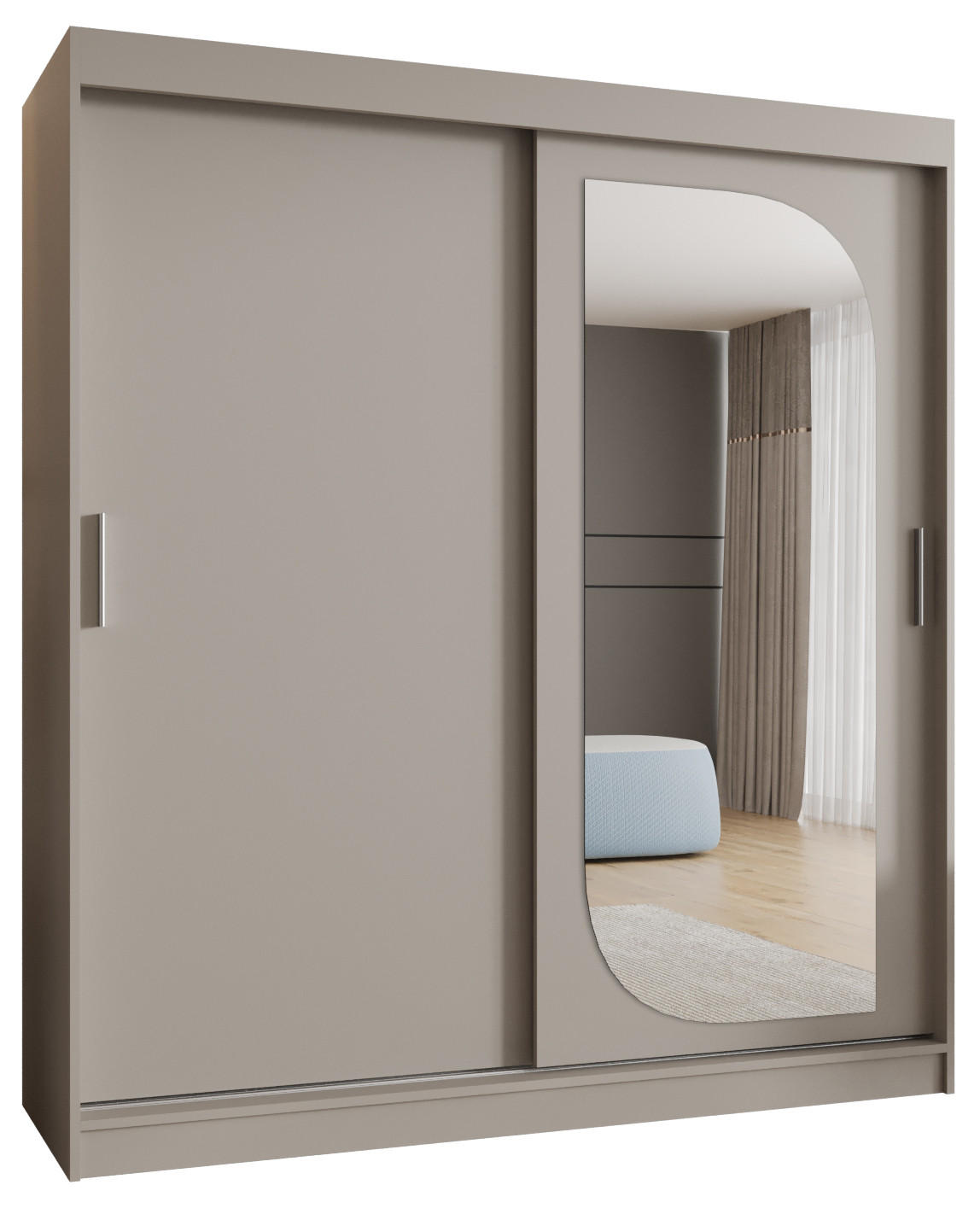 SCHWEBETÜRENSCHRANK 200/180/62 2-türig - Kaschmir/Silberfarben, Holz (180/200/62cm) - MÖBEL KRYSPOL