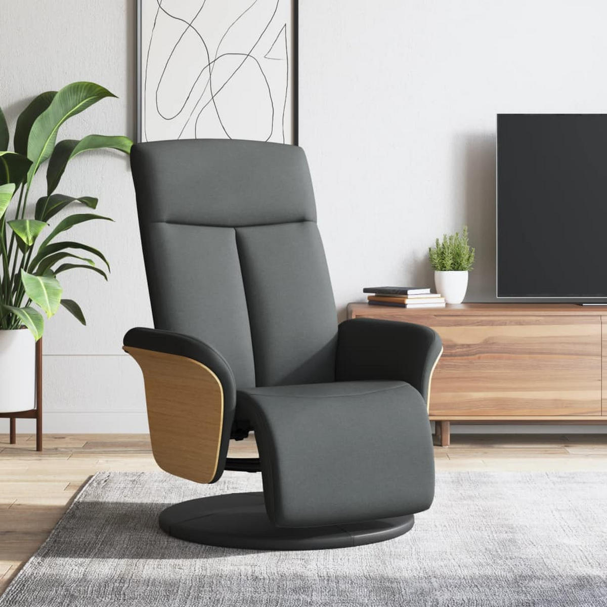 RELAXSESSEL Mit Fussteil Dunkelgrau Stoff - Grau, Textil (87/104.5/79cm) - vidaXL