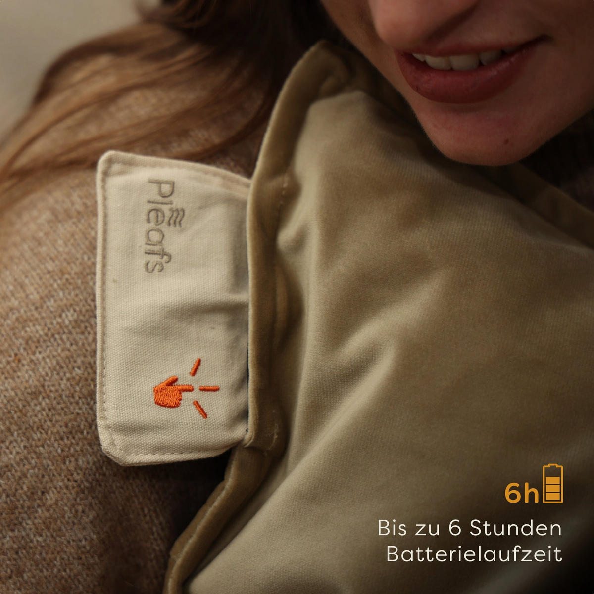 HEIZKISSEN Plush 45x45cm Crewel Tan - Beige, Textil (45/45cm) - Pleafs