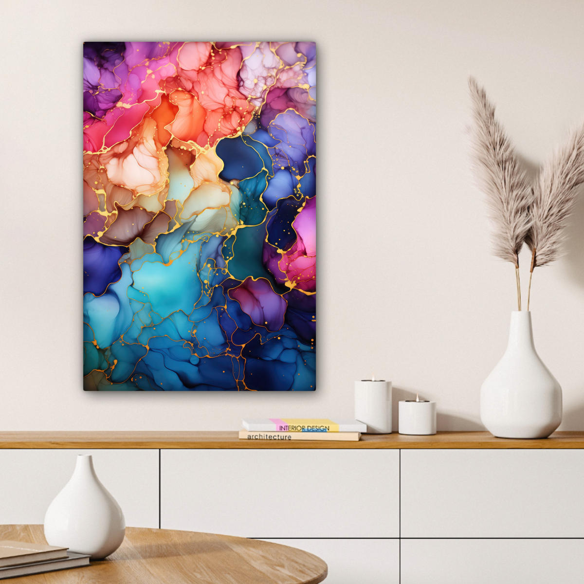 LEINWANDBILD Marmor - Bunt - Abstrakt 60x90 cm - Multicolor, Textil (60/90cm) - MuchoWow